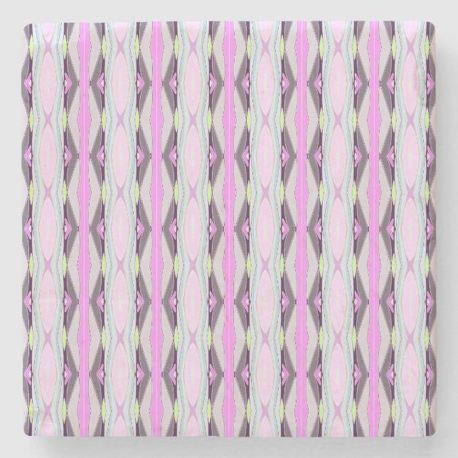 Unique Pink Pattern Stone Coaster (Front)