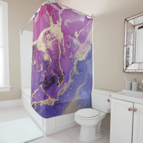 Unique Pink Purple Gold Abstract Shower Curtain
