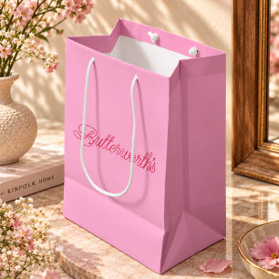 Unique Pink & Red Typography Business Name Medium Gift Bag