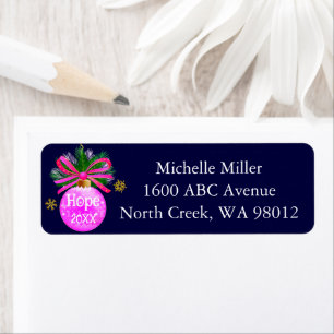 Unique Pink Ribbon Bauble Label