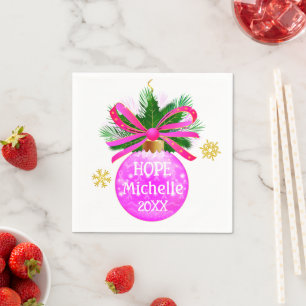 Unique Pink Ribbon Bauble Napkins
