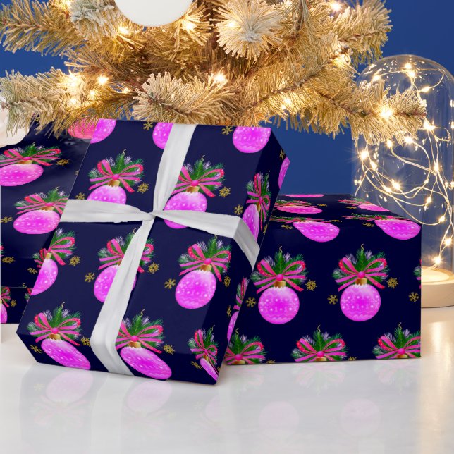 Unique Pink Ribbon Bauble Wrapping Paper (Holidays)