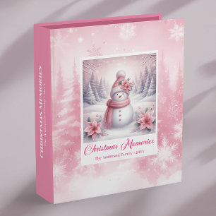 Unique Pink Snowman Kids Gift Cozy Forest Memory 3 Ring Binder