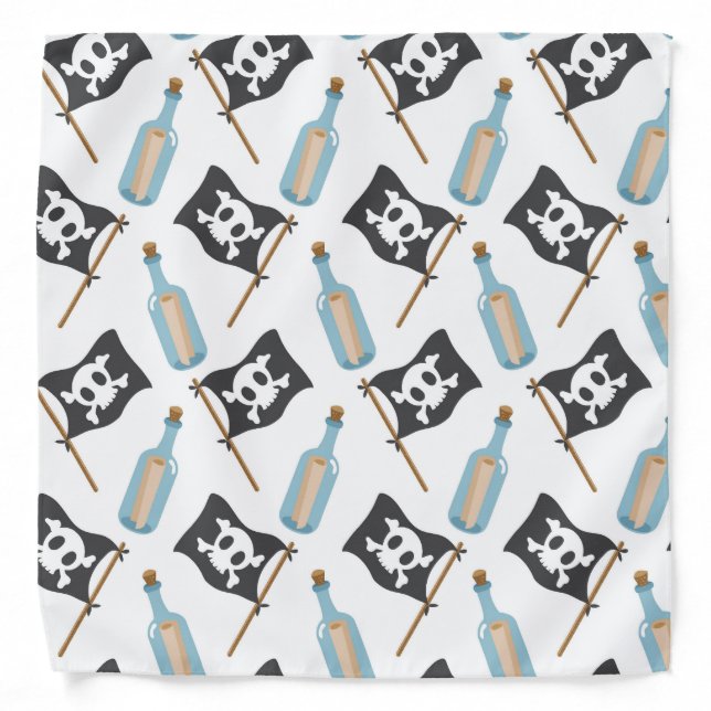 Unique Pirate Jolly Roger Flag Message Bottle Bandana (Front)