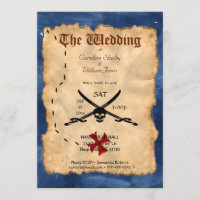Unique Pirate Skull and Sword Wedding Invitation