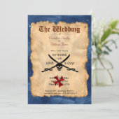 Unique Pirate Skull and Sword Wedding Invitation (Standing Front)