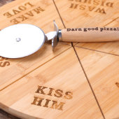 Unique Pizza Cutter & Engraved Cutting Board (Detail)