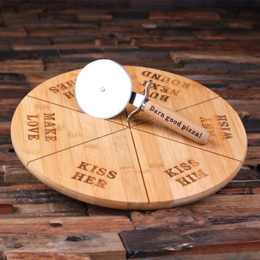 Unique Pizza Cutter & Engraved Cutting Board (3/4)