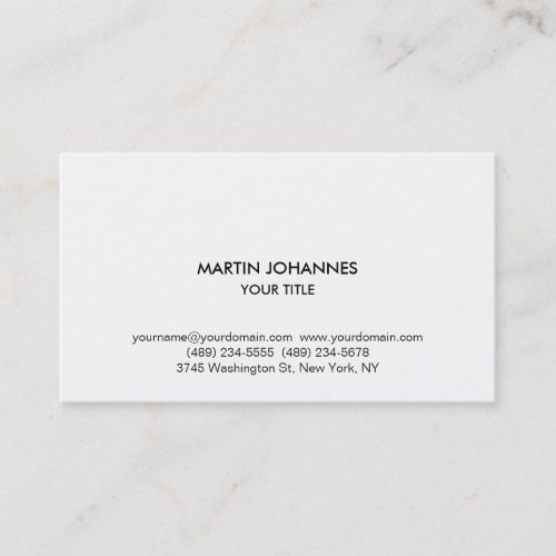Unique Plain Simple Black White Business Card