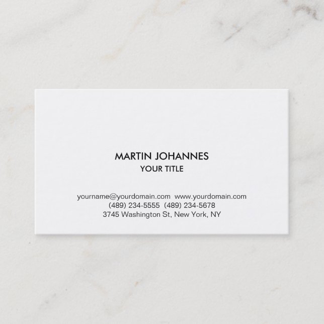 Unique Plain Simple Black White Business Card (Front)