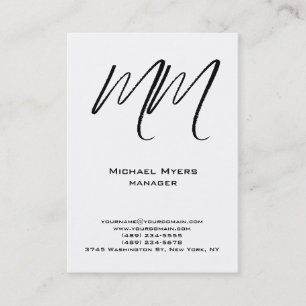 Unique plain simple black & white monogram business card