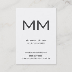 Unique plain simple black & white monogram business card