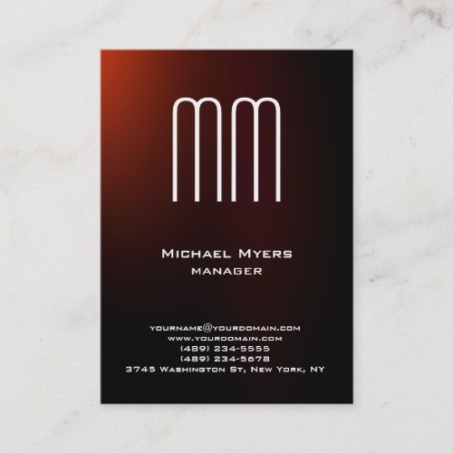 Unique plain simple brown red white monogram business card