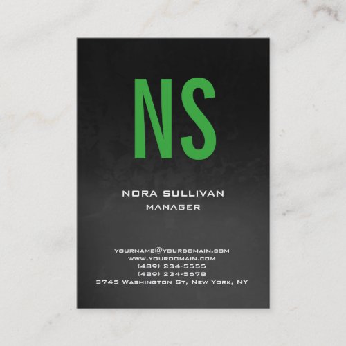 Unique plain simple grey black green monogram business card
