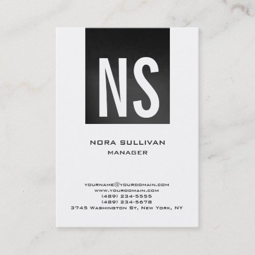 Unique plain simple grey black white monogram business card