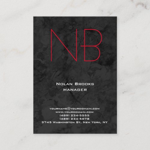 Unique plain simple grey red monogram business card