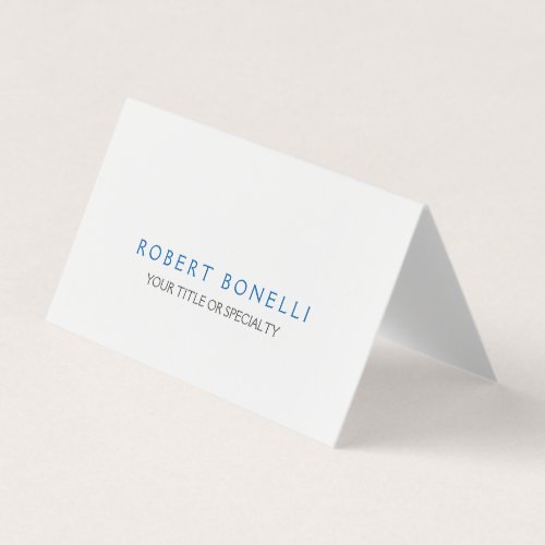 Unique Plain White Blue Business Card