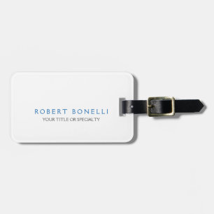 Unique Plain White Blue Luggage Tag