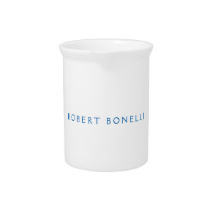 Unique Plain White Blue Minimalist Modern Beverage Pitcher