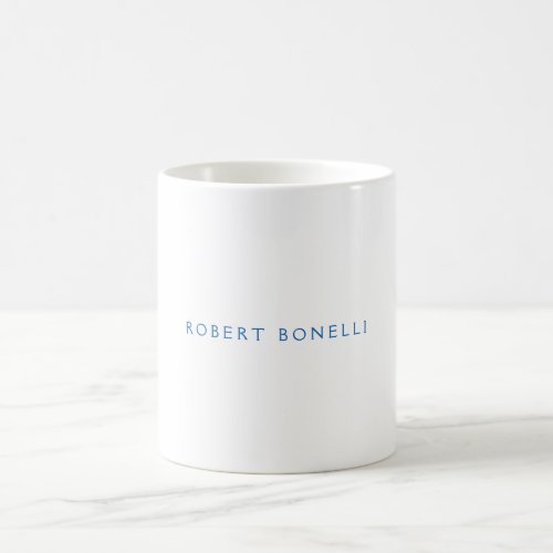 Unique Plain White Blue Minimalist Modern Coffee Mug