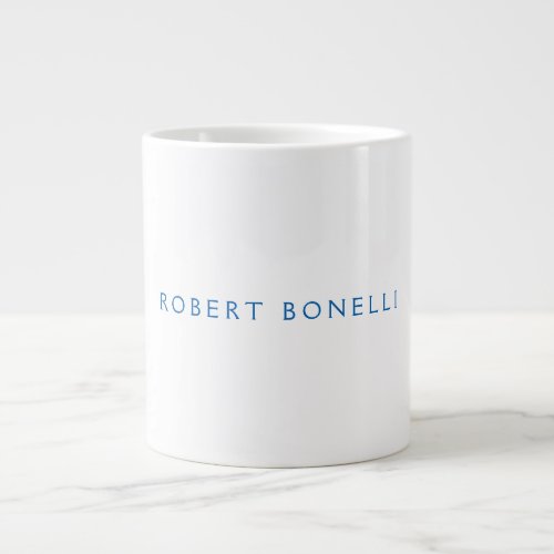 Unique Plain White Blue Minimalist Modern Giant Coffee Mug