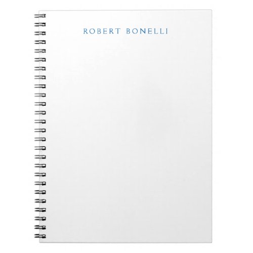 Unique Plain White Blue Minimalist Modern Notebook