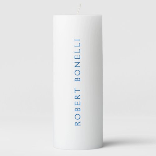 Unique Plain White Blue Minimalist Modern Pillar Candle