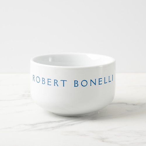 Unique Plain White Blue Minimalist Modern Soup Mug