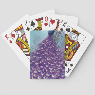 unique playing cards with a purple, peacock tail