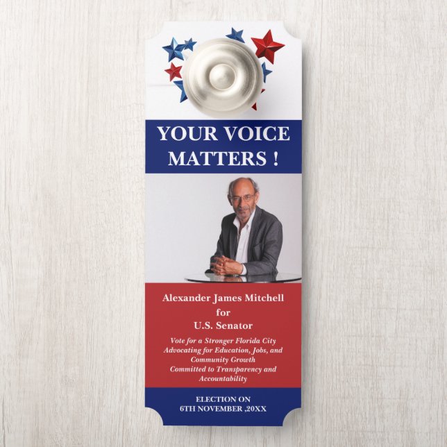 Unique Political Campaign Election  Door Hanger (On Knob)