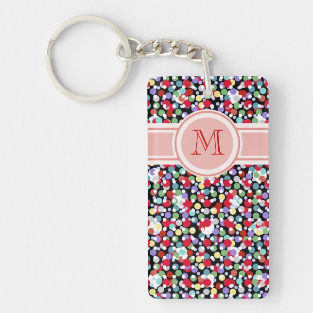 unique polka dots girly monogram keychain (Front)