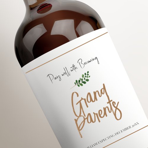 Unique Pregnancy Baby Announcement Grandparents  Wine Label