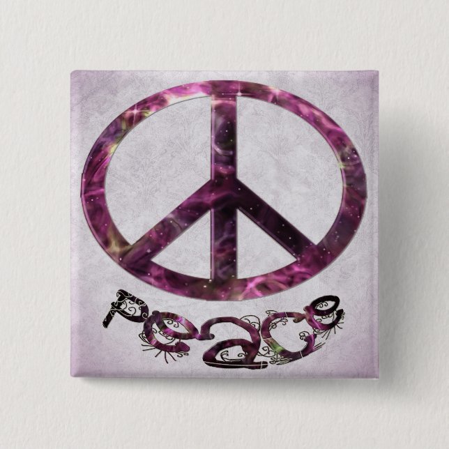 Unique Pretty Peace Sign Pinback Button (Front)