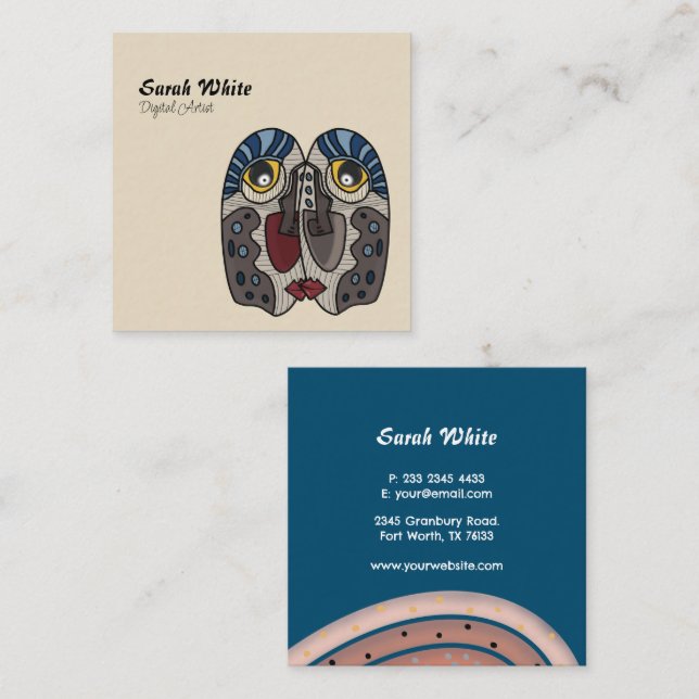 Unique Professional Artist Modern Square Business Card (Front/Back)