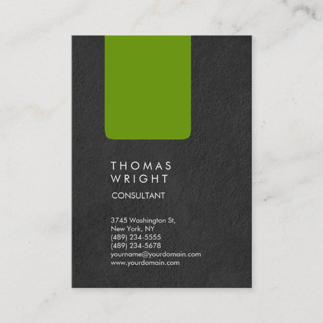 Unique Professional Grey Green Business Card (Front)