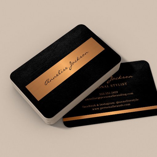 Unique professional modern metallic gold black business card | Zazzle