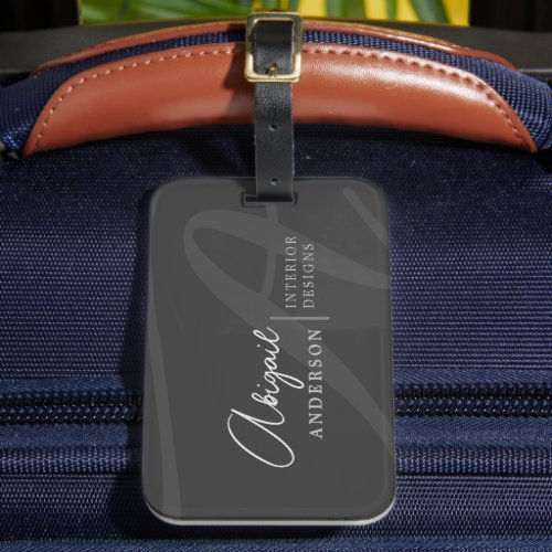Unique Professional Premium Black Monogram Script Luggage Tag