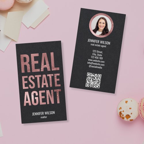 Unique Professional Real Estate Realtor QR Code Business Card