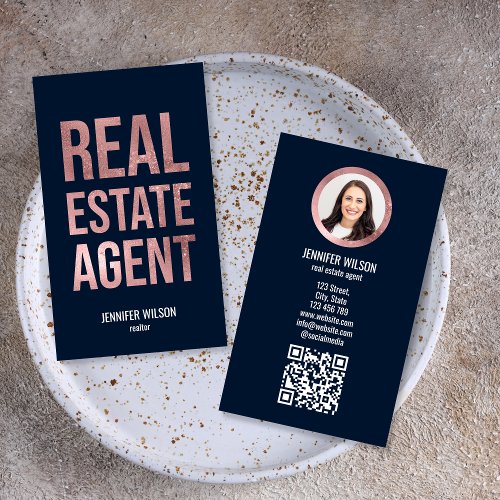 Unique Professional Real Estate Realtor QR Code Business Card