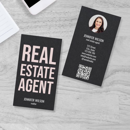 Unique Professional Real Estate Realtor QR Code Business Card