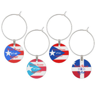 Unique Puerto Rican Wine Glass Charm Tags