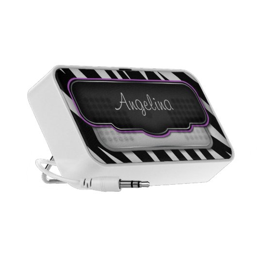 Unique "Puffy" Zebra Print Purple Doodle Speaker (Side)