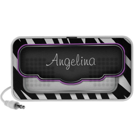 Unique "Puffy" Zebra Print Purple Doodle Speaker (Front)
