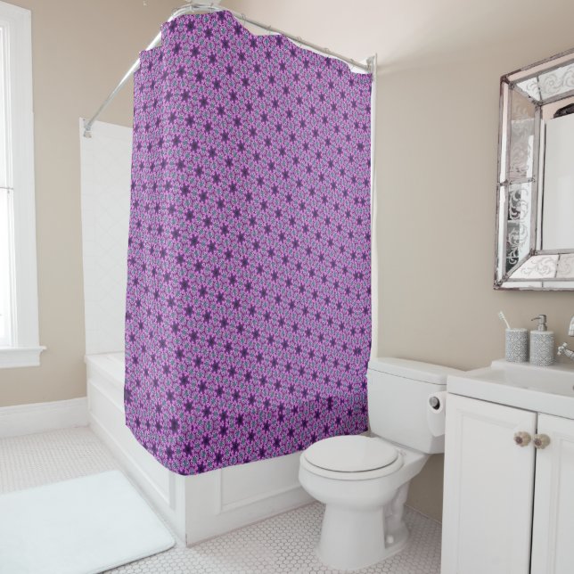 Unique Purple Abstract Shower Curtain (In Situ)