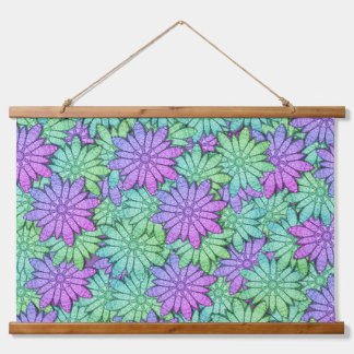 Unique Purple and Green Flowers Hanging Tapestry