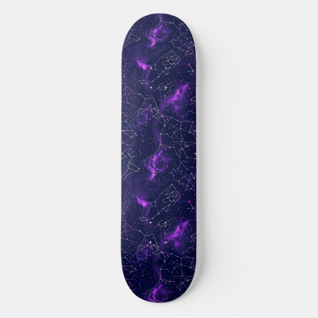 Unique Purple Astrology Design Skateboard (Front)