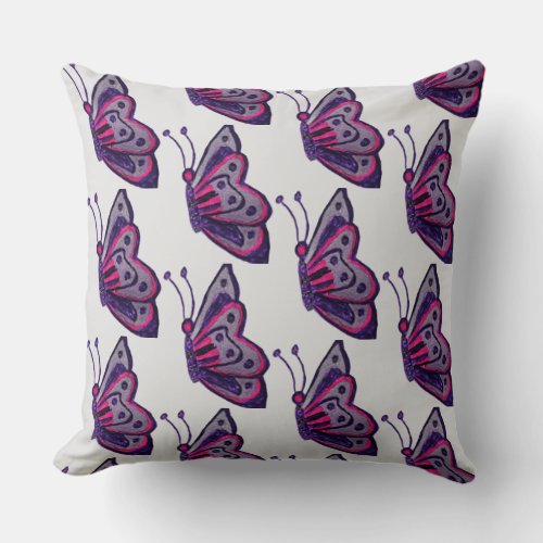 Unique purple butterfly throw pillow
