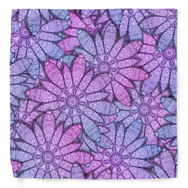 Unique Purple Floral  Bandana (Front)