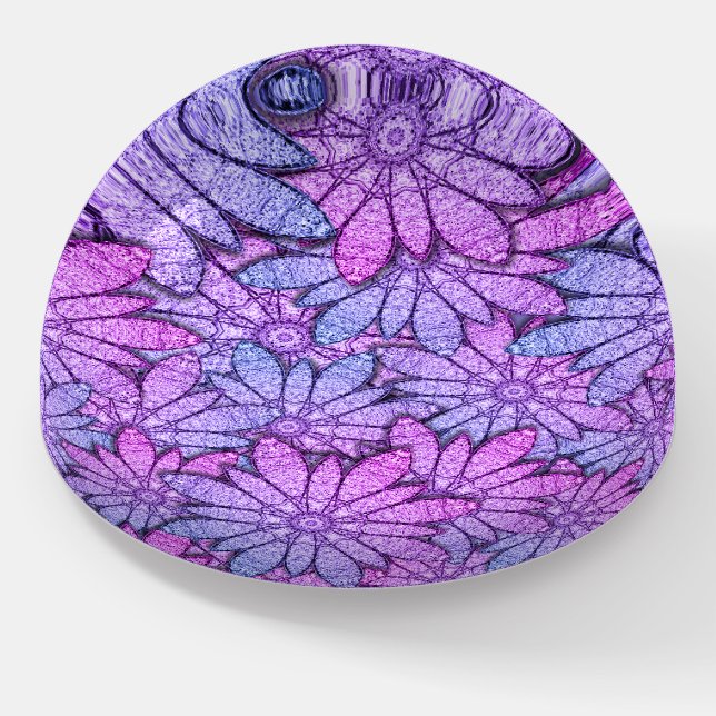 Unique Purple Floral Paperweight (Angled)