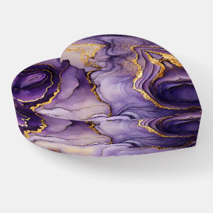 Unique Purple Marbled Heart Shaped Paperweight